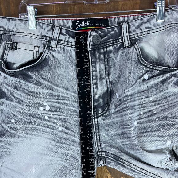 Switch Remarkable Mens Jeans Gray Slim Straight Distressed Y2K 34x34 (33x27) - Picture 5 of 10